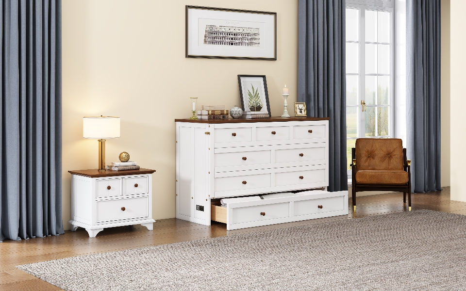 Murphy Bed Modern Charging station/ drawers