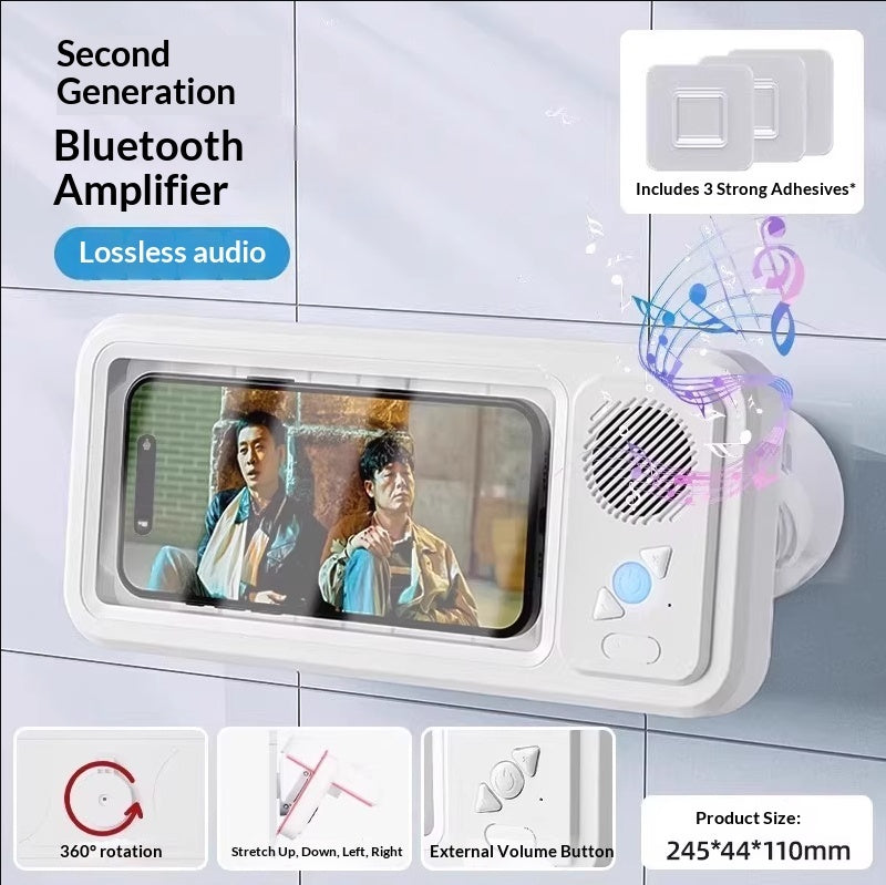 Waterproof Bath Phone Holder with Bluetooth Speaker