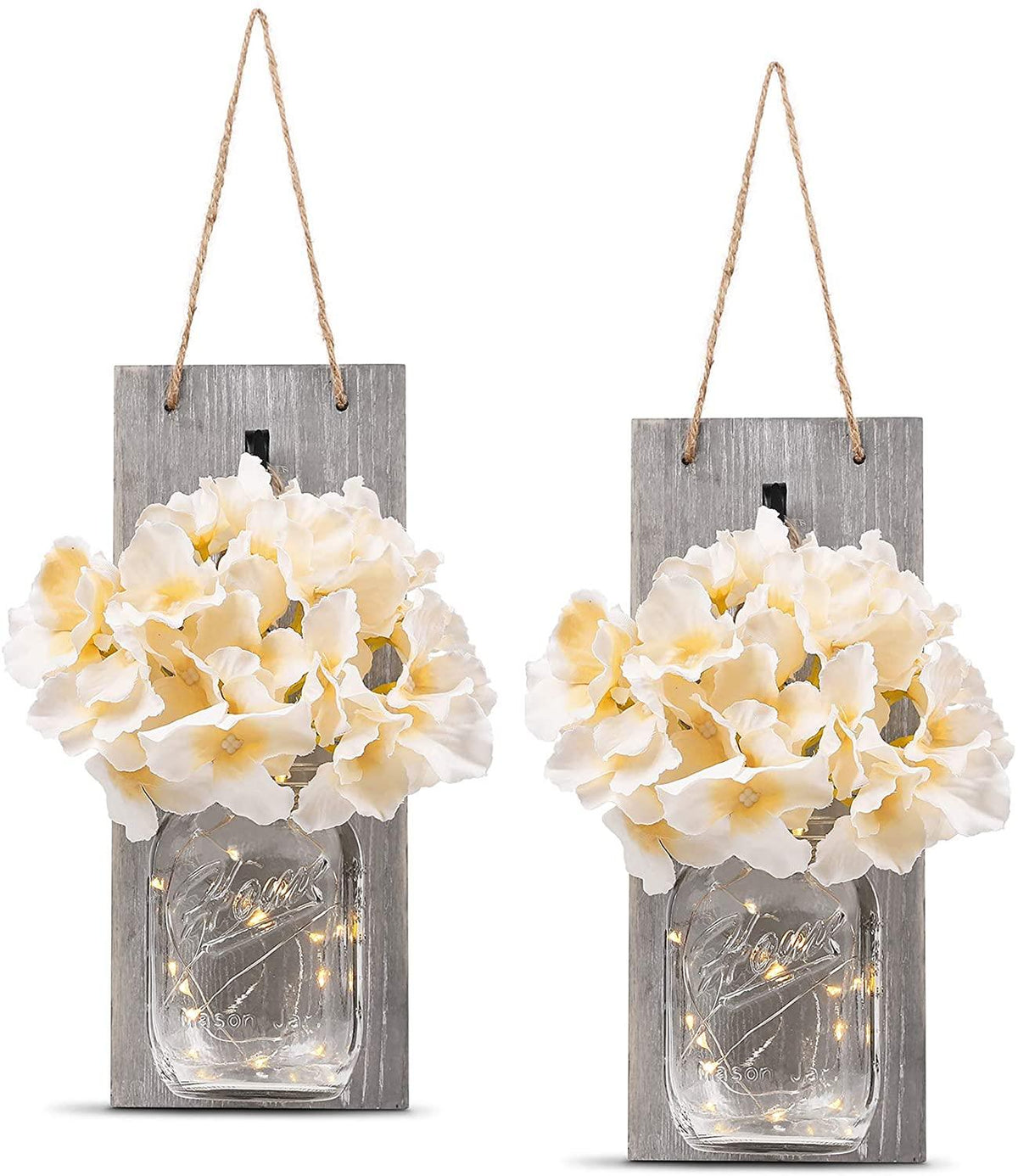 Rustic Fairy Strip Lights Hydrangea Sconces