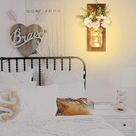 Rustic Fairy Strip Lights Hydrangea Sconces