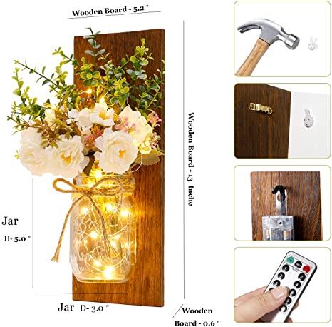 Rustic Fairy Strip Lights Hydrangea Sconces
