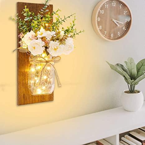 Rustic Fairy Strip Lights Hydrangea Sconces