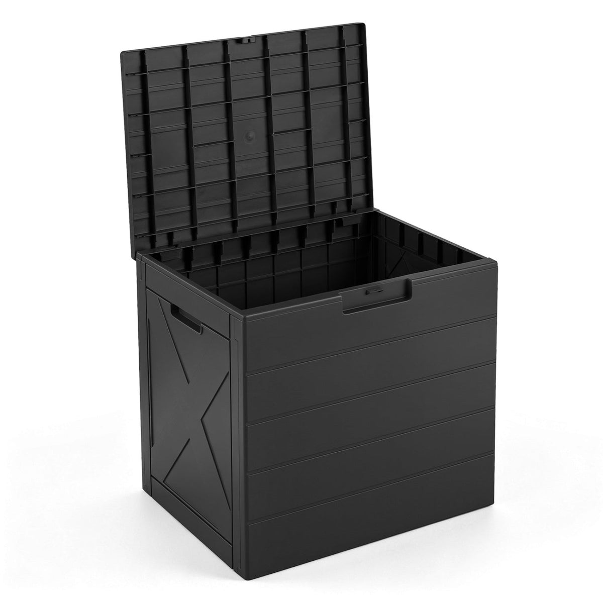 Outdoor storage box with lid and handles