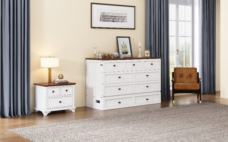 Murphy Bed Modern Charging station/ drawers