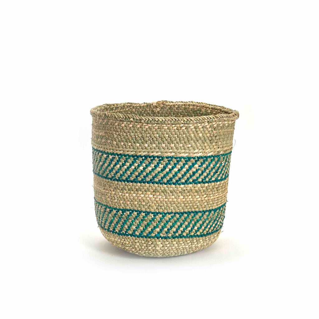 Turquoise Stripe Woven Baskets