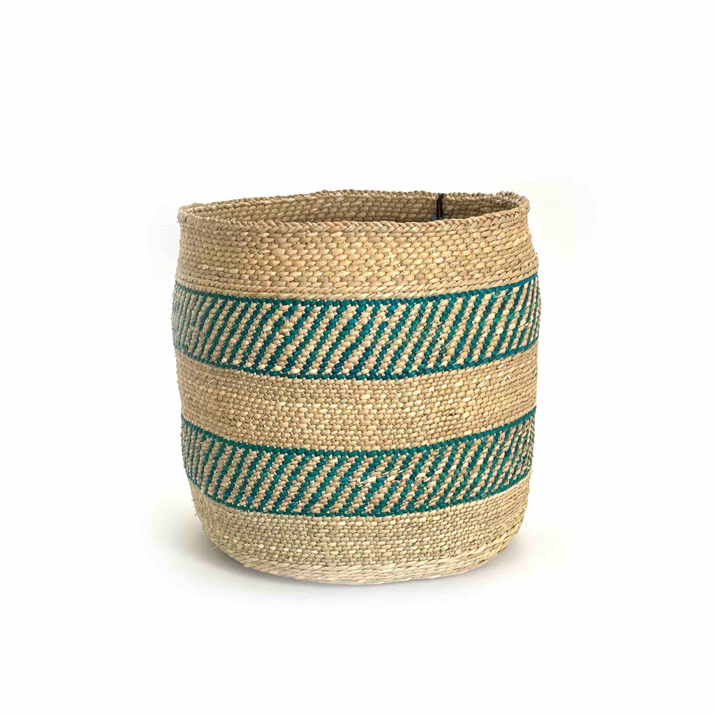Turquoise Stripe Woven Baskets