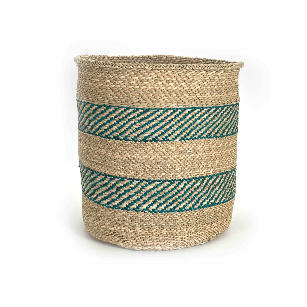 Turquoise Stripe Woven Baskets