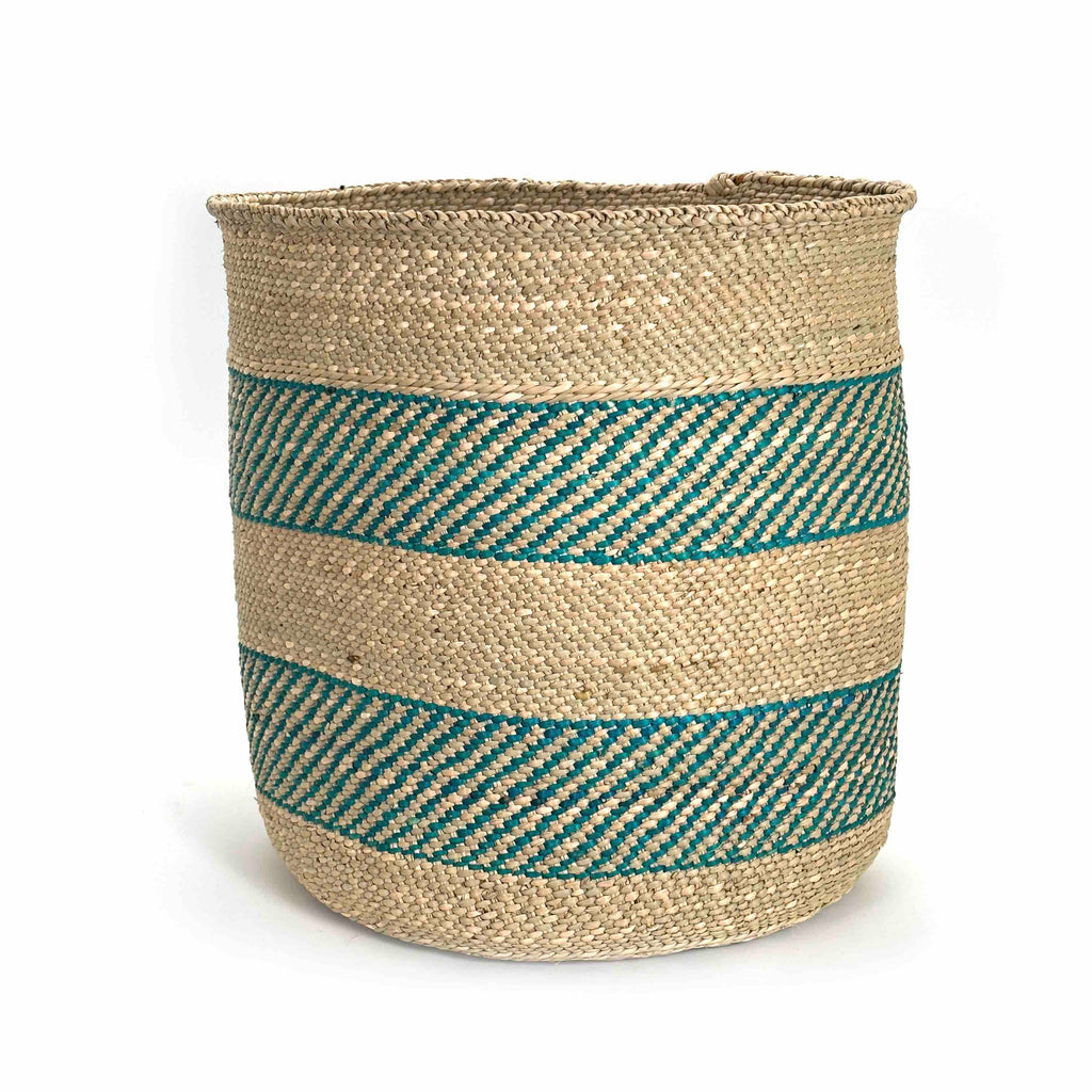 Turquoise Stripe Woven Baskets