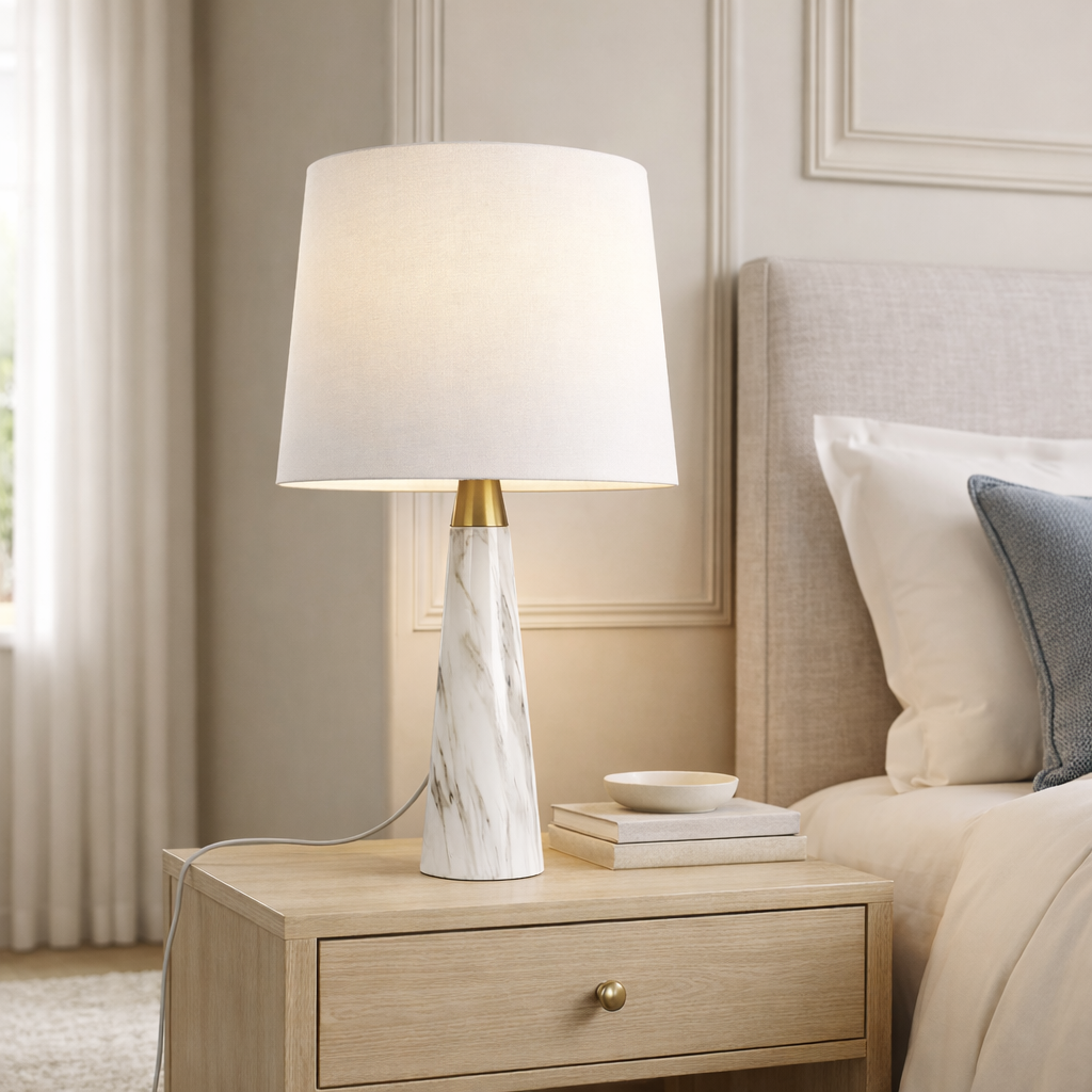 Elegant Marble base white lamp