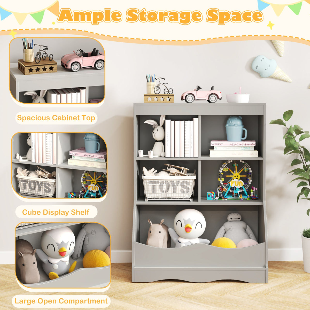 3-Tier Bookcase Storage Bin