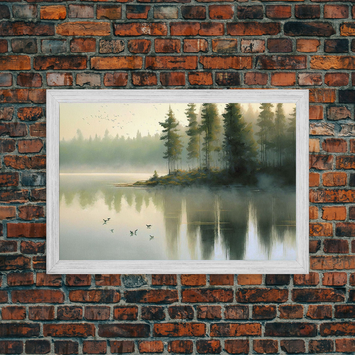 Misty Oregon Lake Sunset Canvas Art