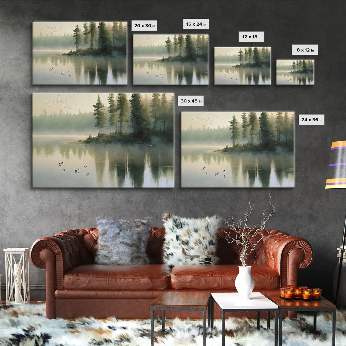 Misty Oregon Lake Sunset Canvas Art
