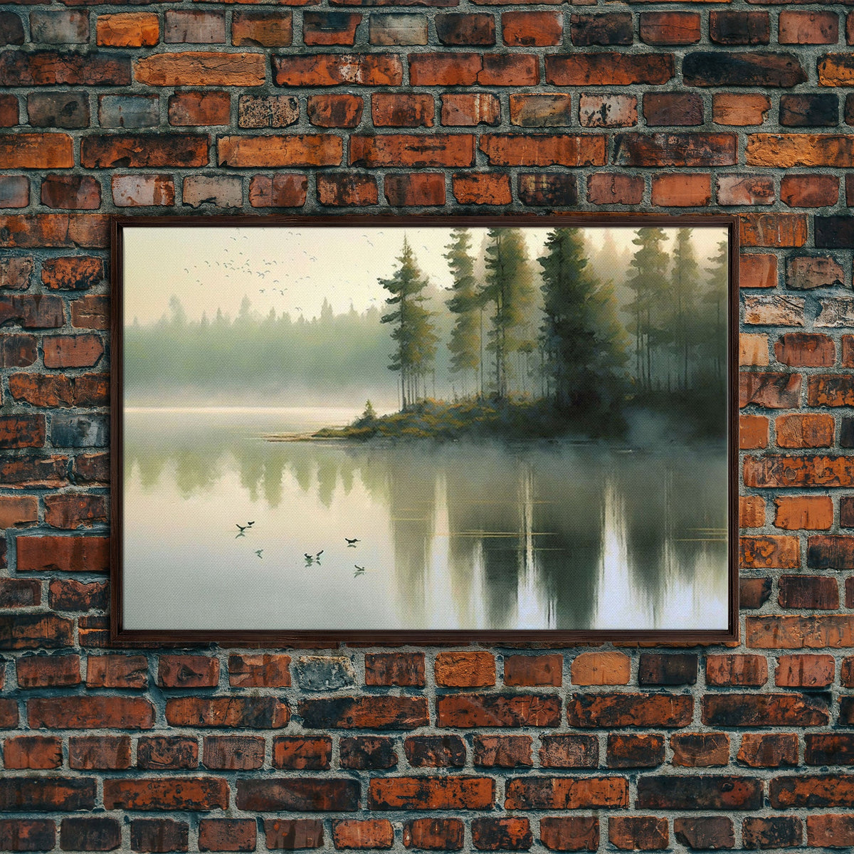 Misty Oregon Lake Sunset Canvas Art