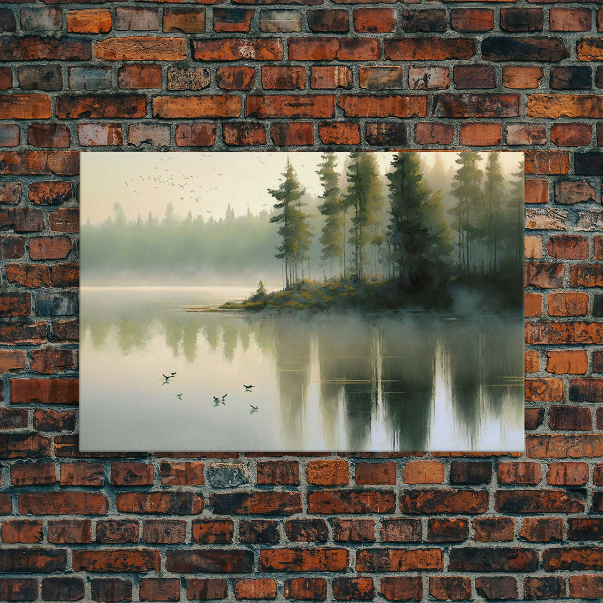 Misty Oregon Lake Sunset Canvas Art