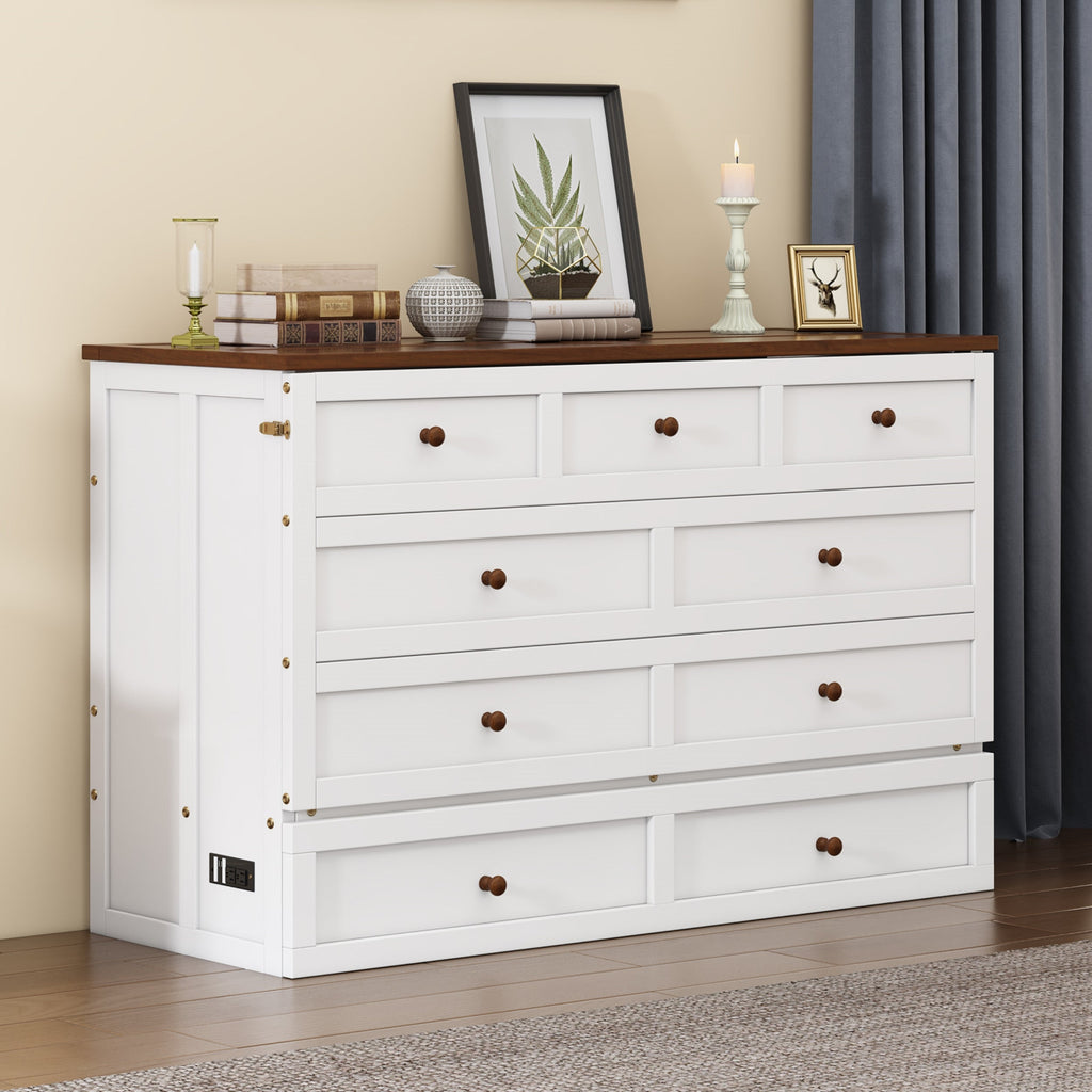 Murphy Bed Modern Charging station/ drawers