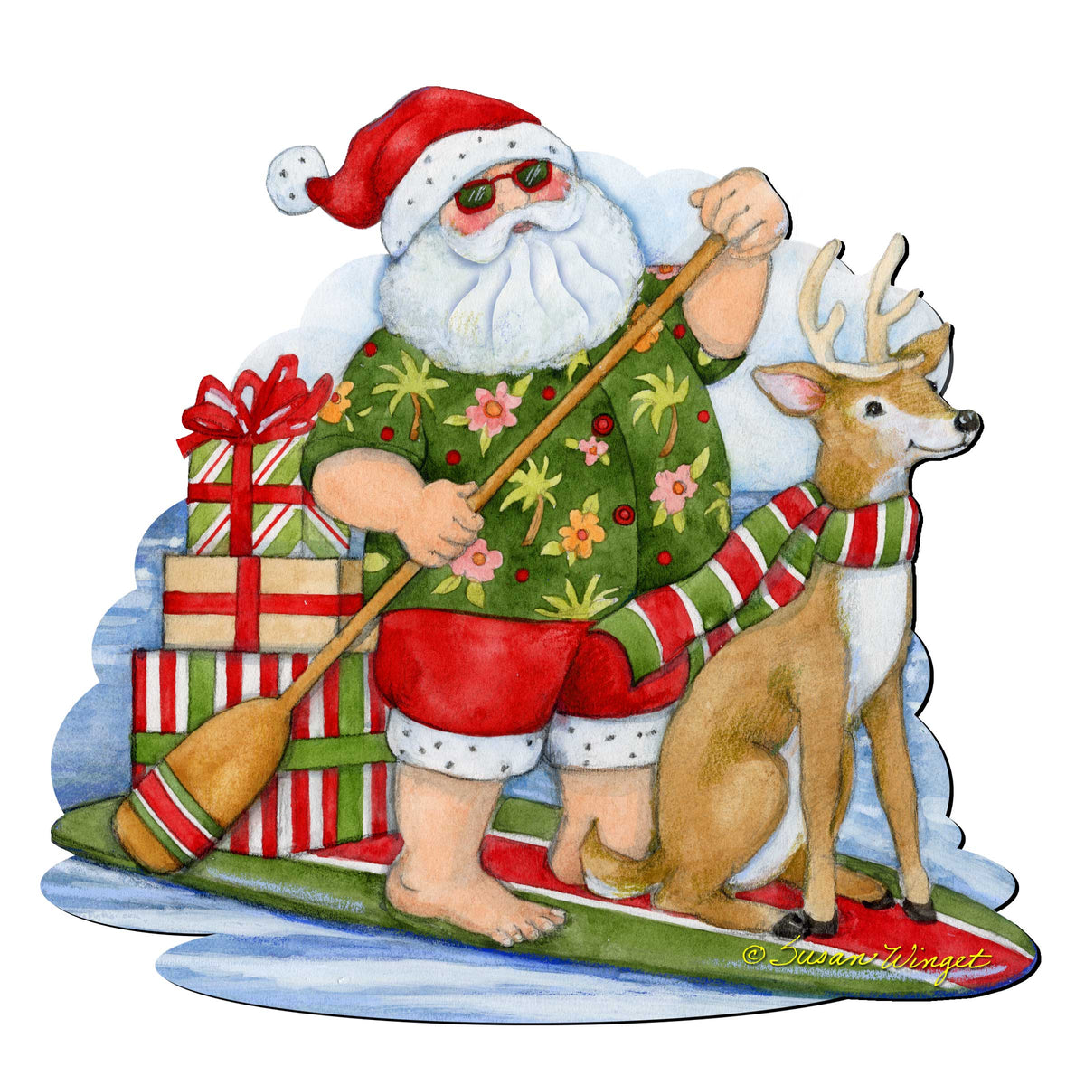 Paddle boarding Santa