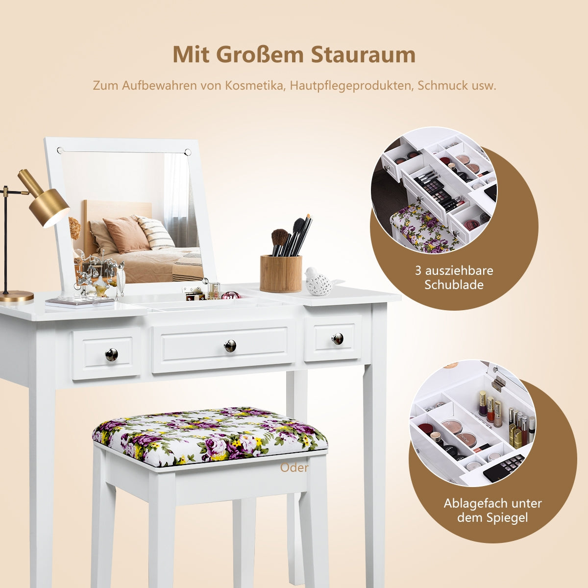 Vanity Table with mirror and drawers