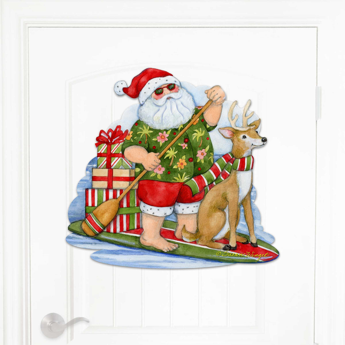 Paddle boarding Santa