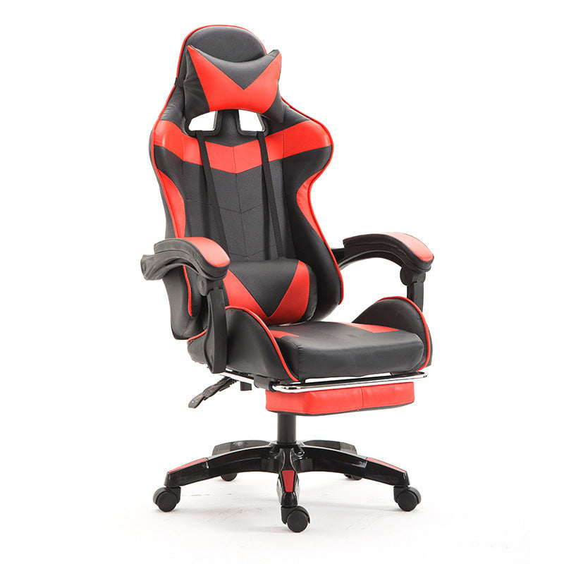 Red Leather Gaming Chair with Footrest
