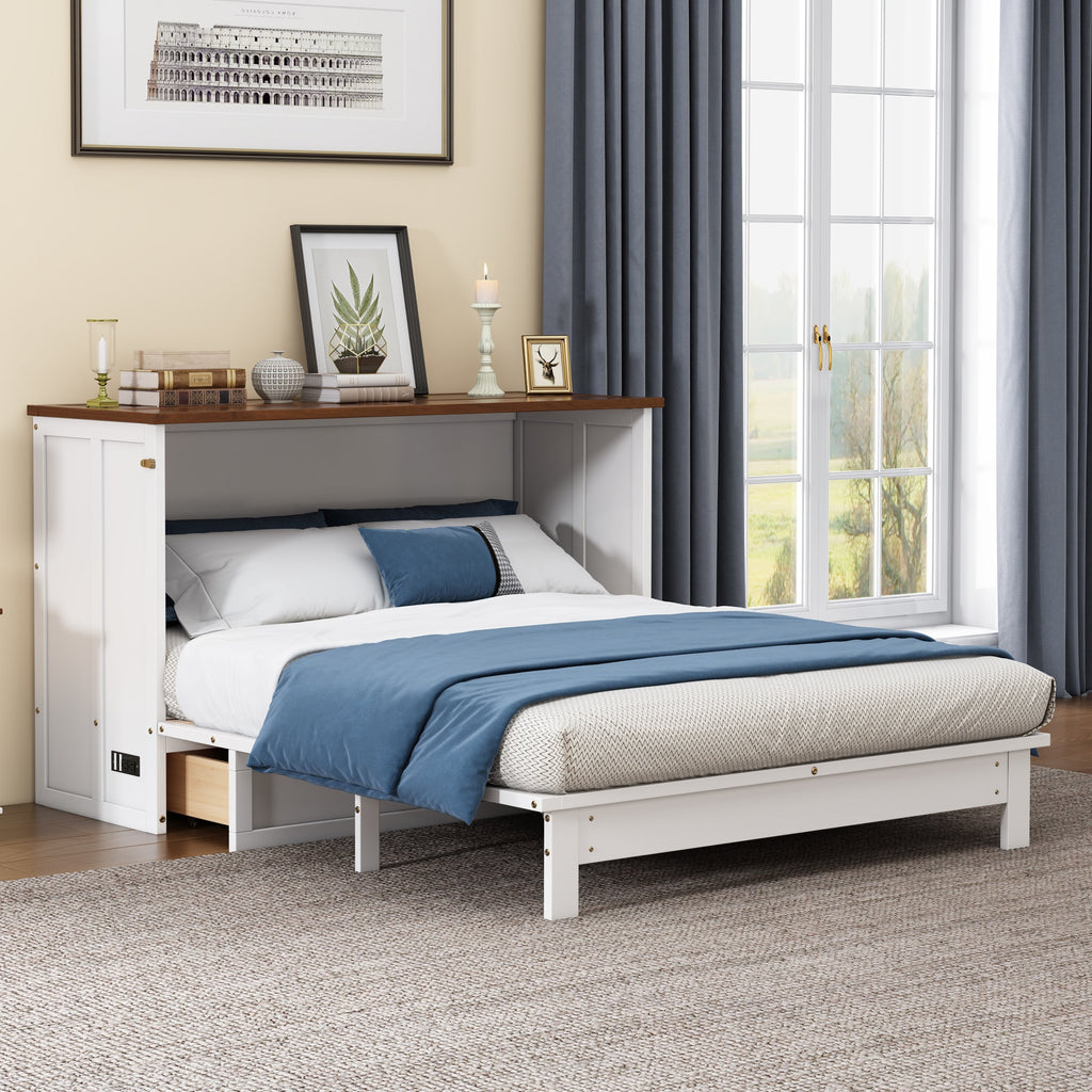 Murphy Bed Modern Charging station/ drawers