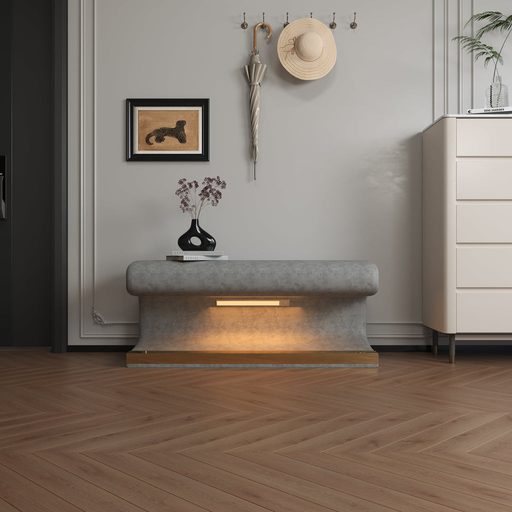Entryway Leather Ottoman LED Light