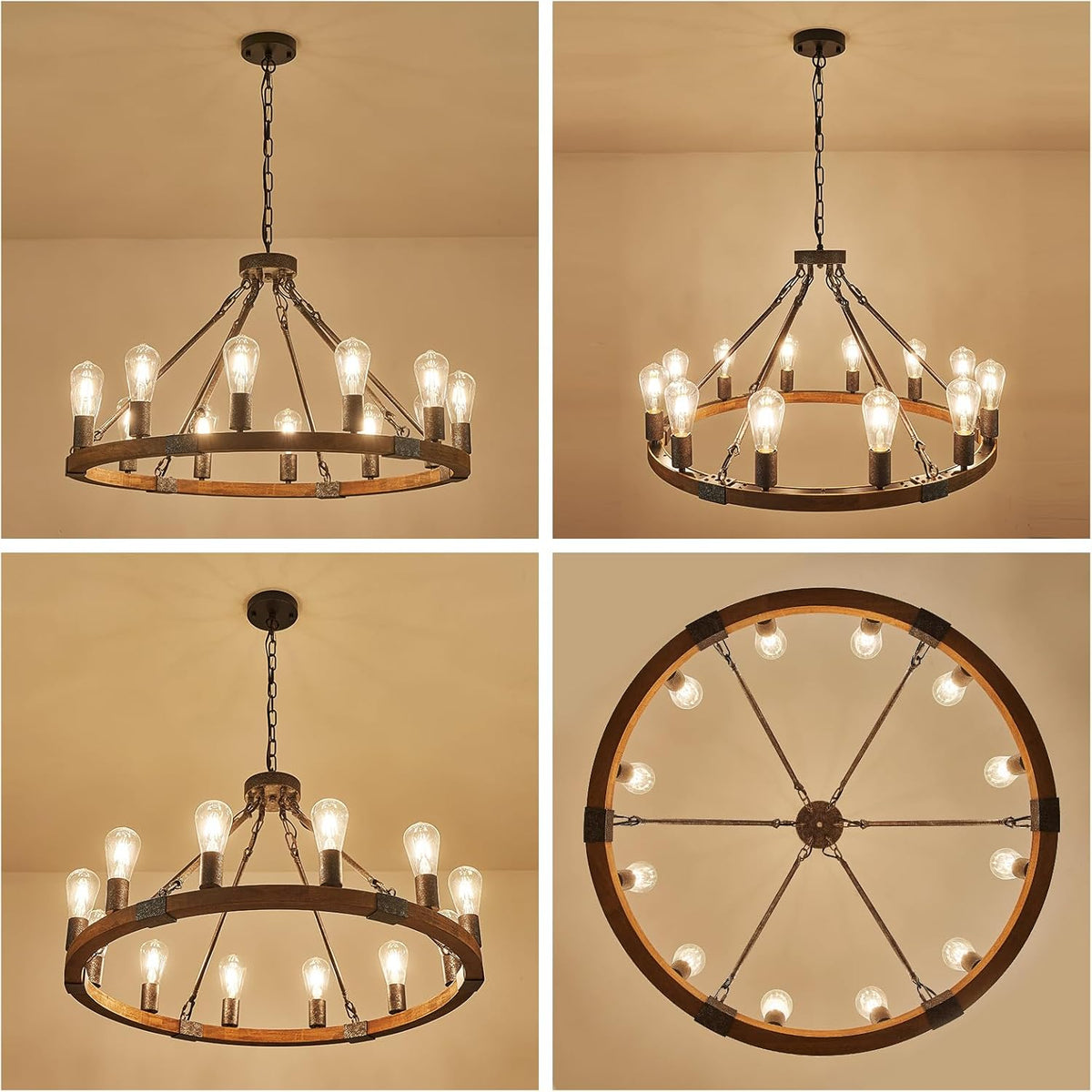 Farmhouse Wagon Wheel Chandelier