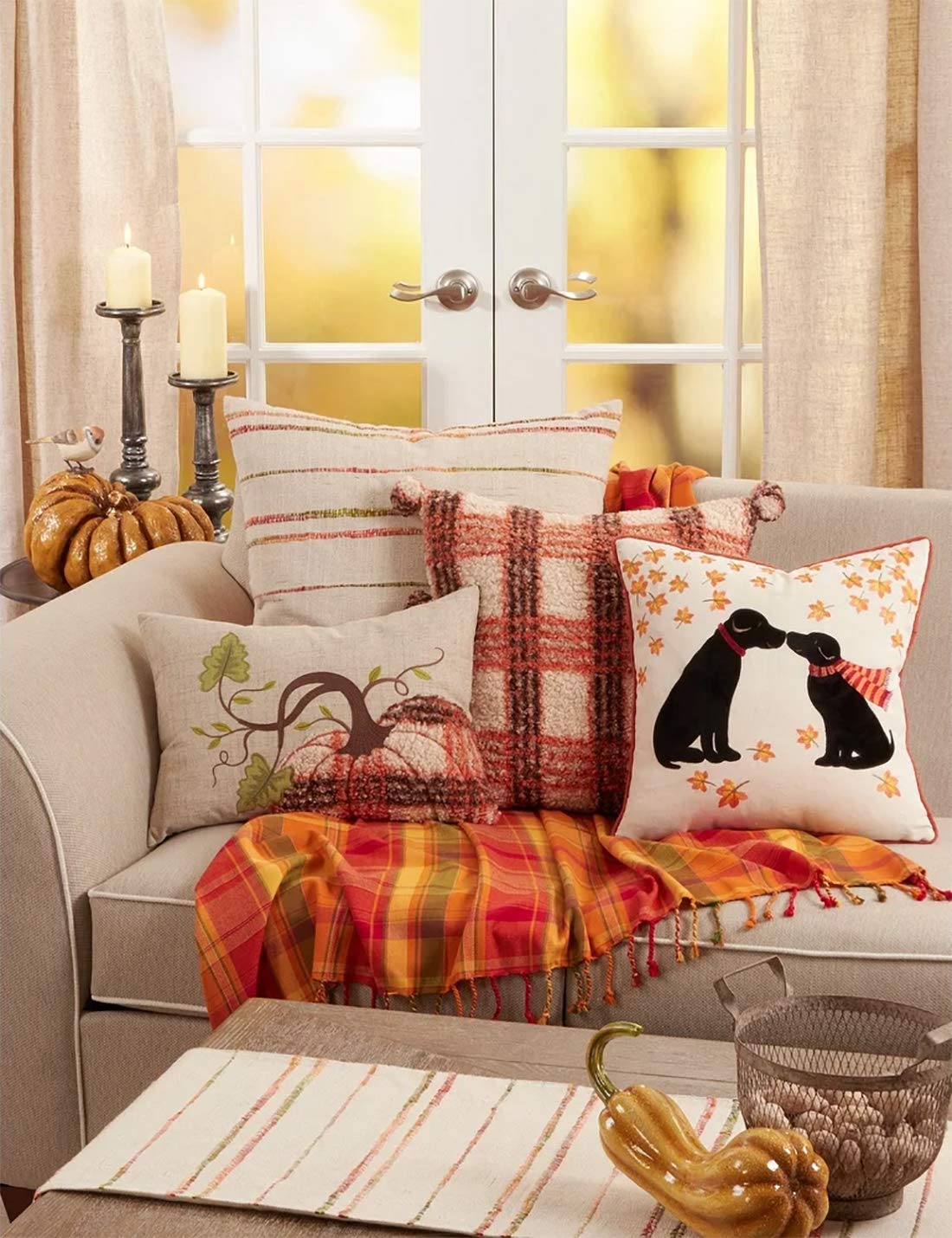 Autumn Harvest Plaid Throw Blanket 50"