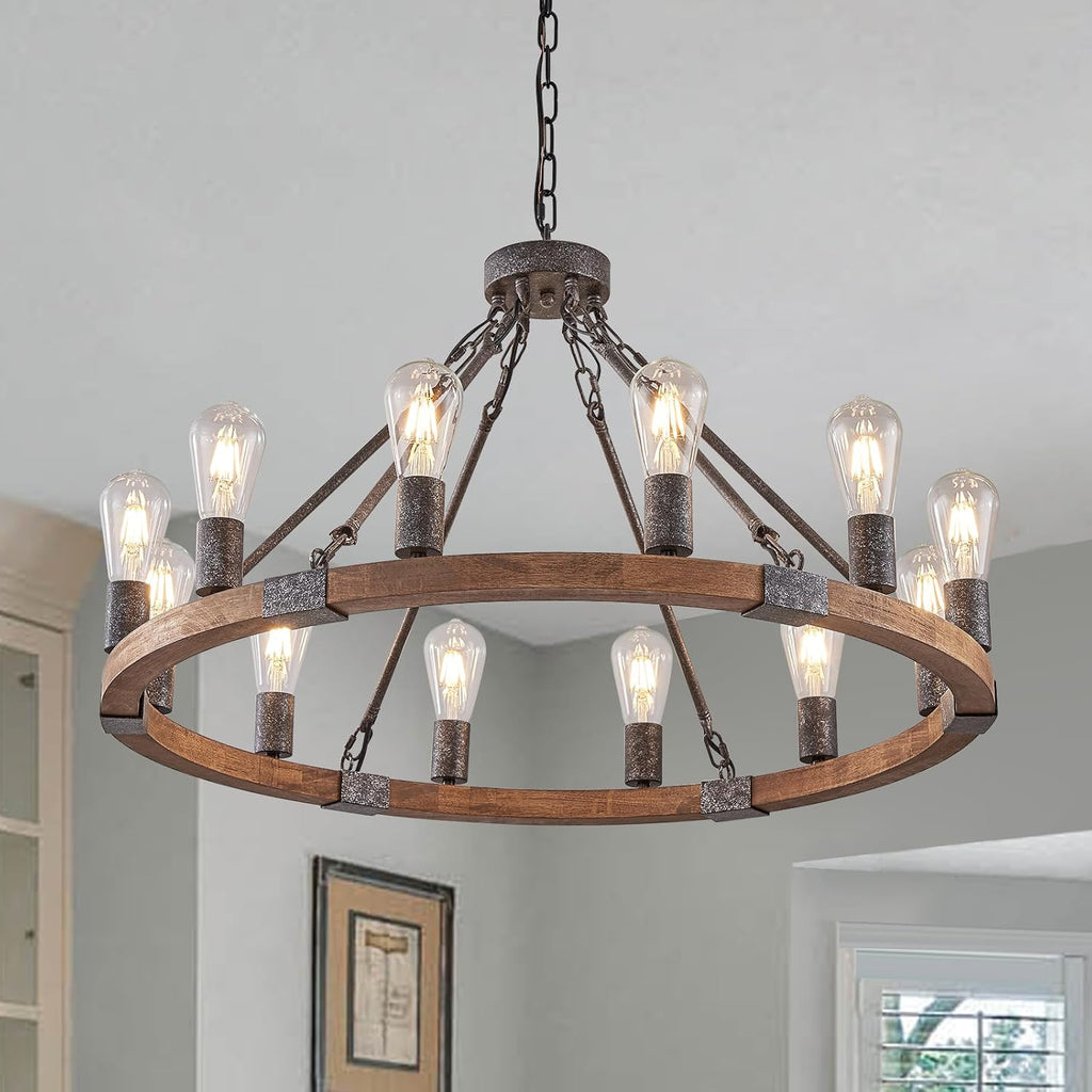 Farmhouse Wagon Wheel Chandelier