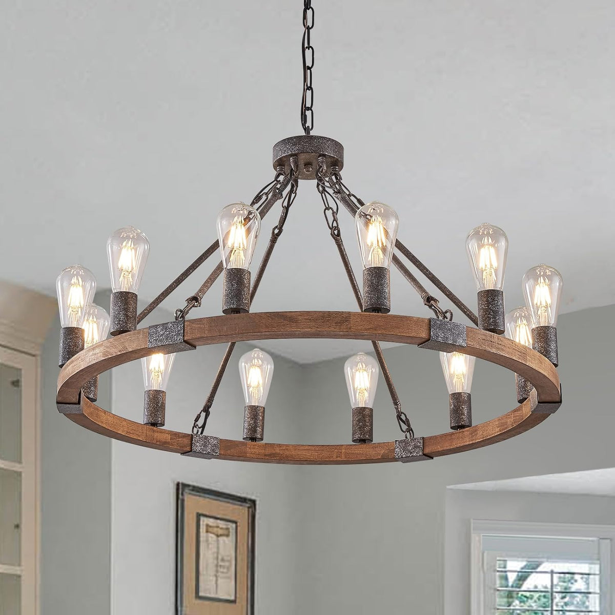 Farmhouse Wagon Wheel Chandelier