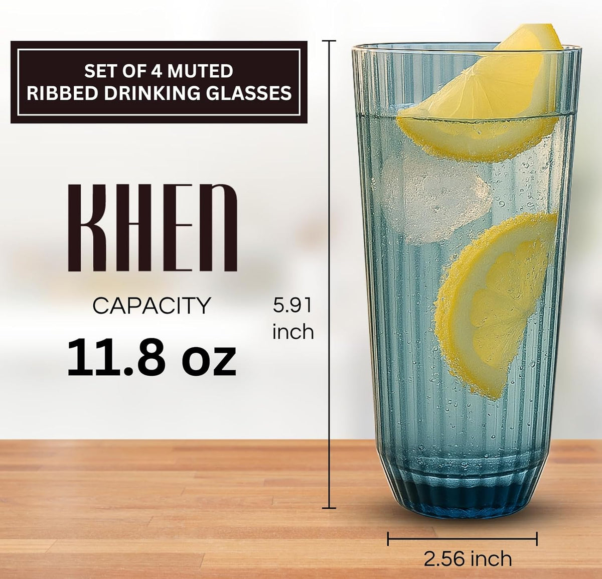 Shatterproof Ribbed Acrylic Glasses, Set of 4