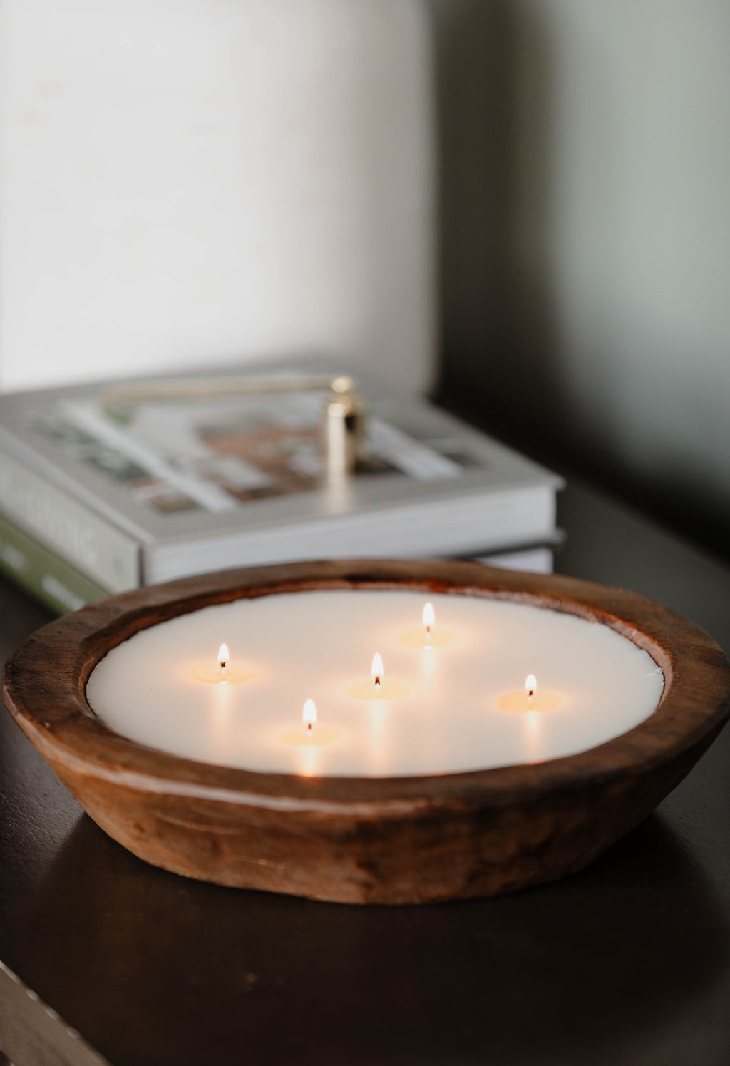 Wooden Bowl 5 Wick Candle