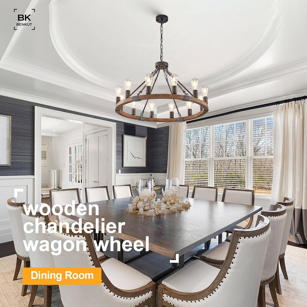 Farmhouse Wagon Wheel Chandelier