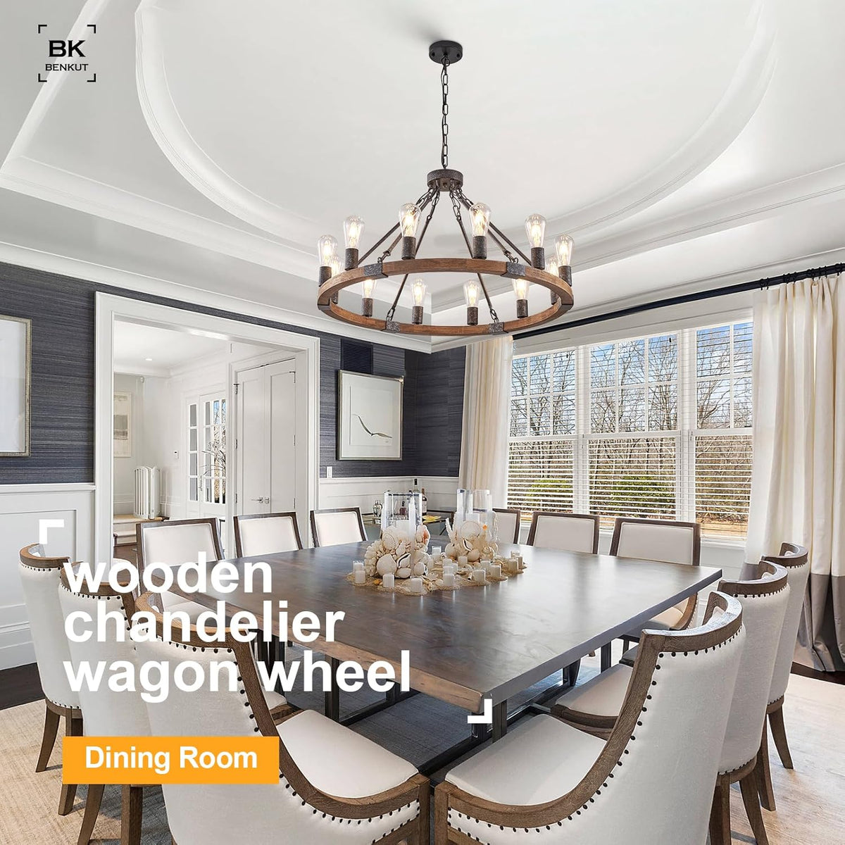 Farmhouse Wagon Wheel Chandelier