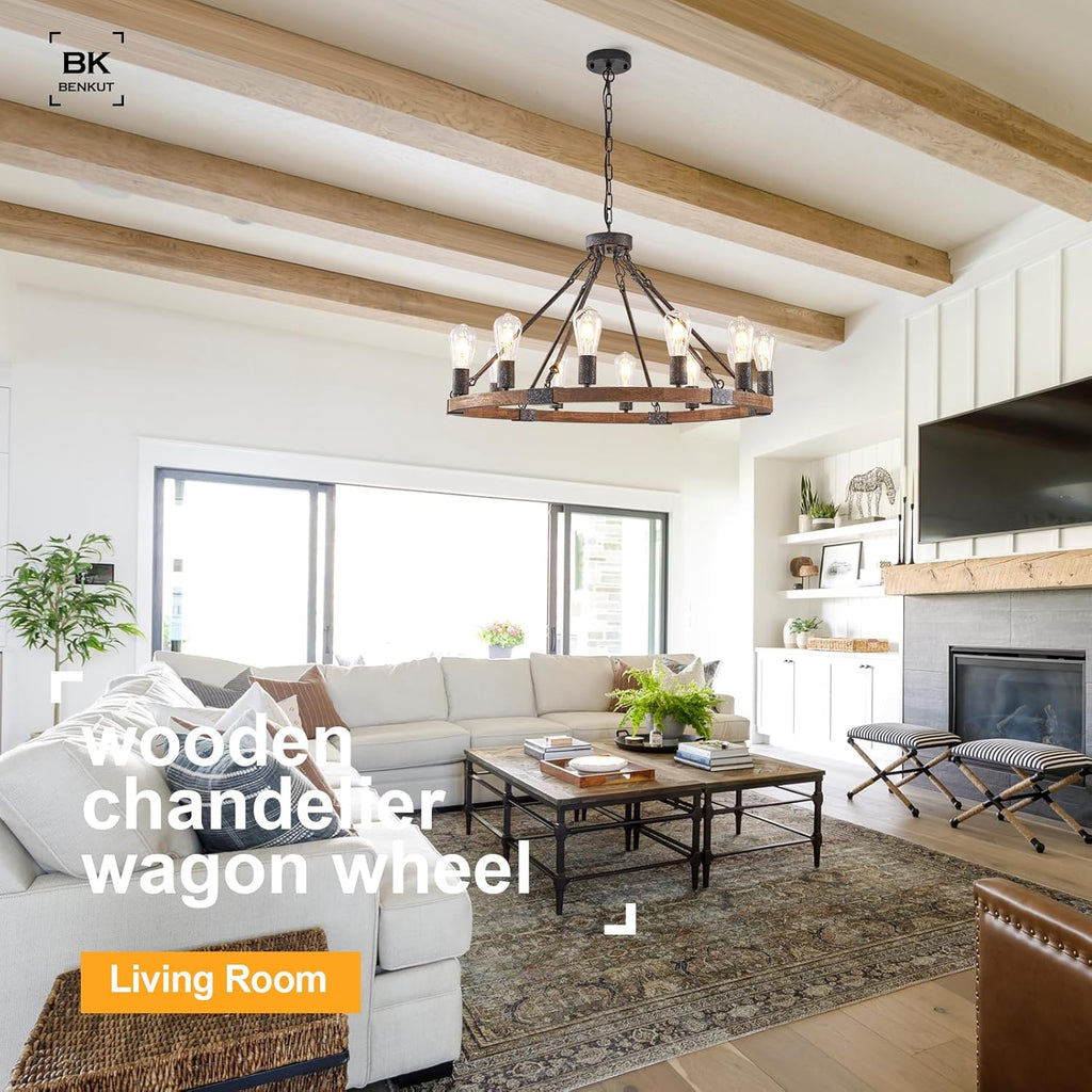 Farmhouse Wagon Wheel Chandelier