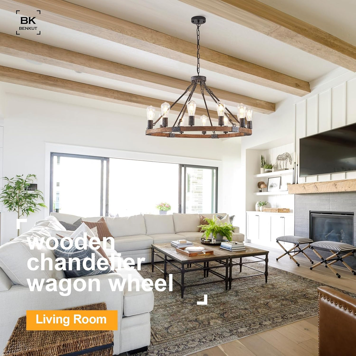 Farmhouse Wagon Wheel Chandelier