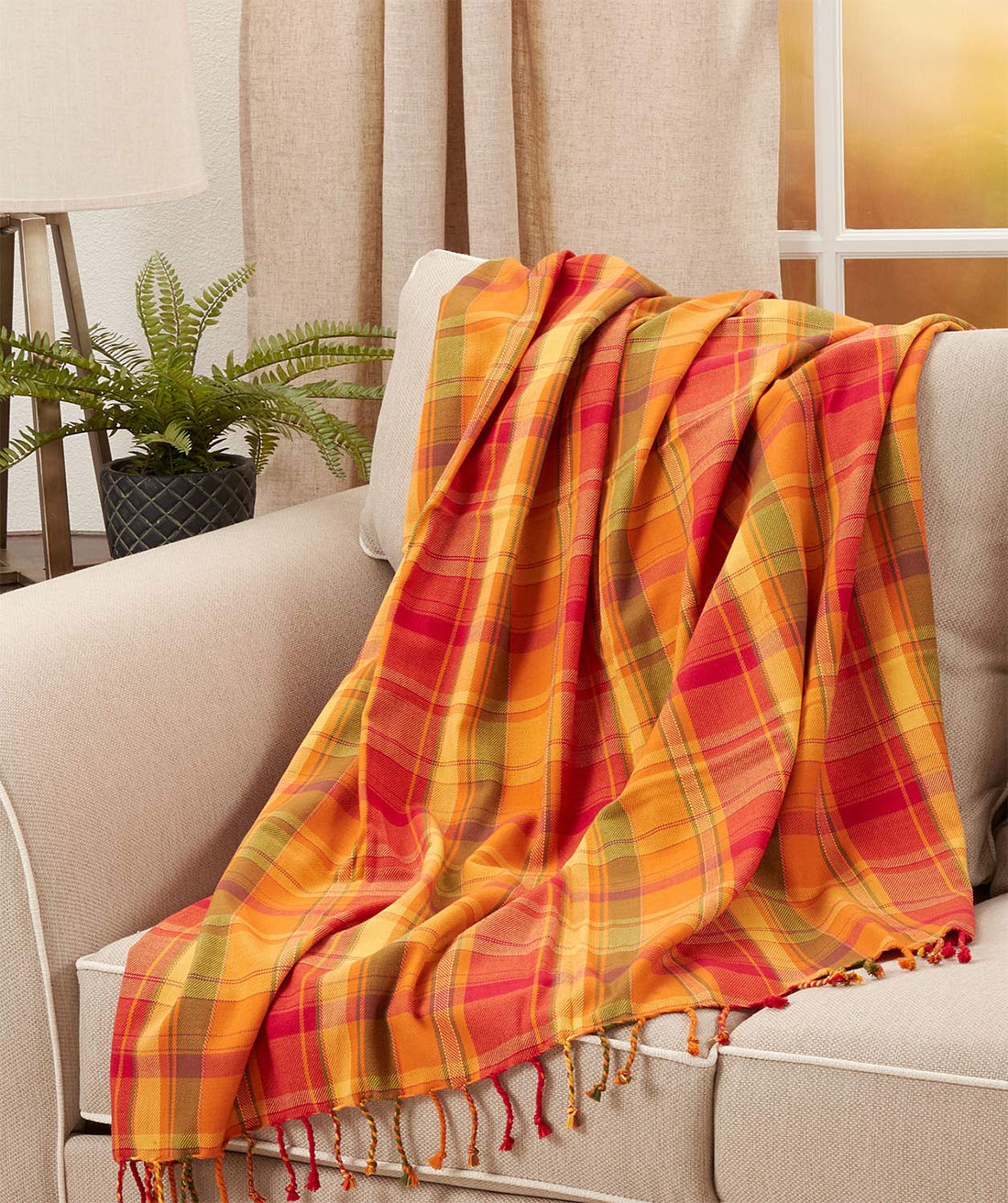 Autumn Harvest Plaid Throw Blanket 50"