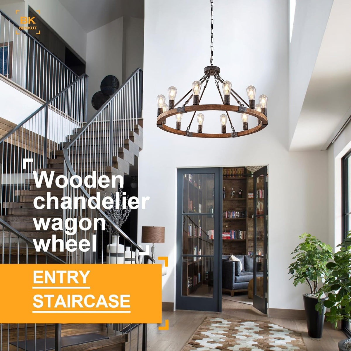 Farmhouse Wagon Wheel Chandelier