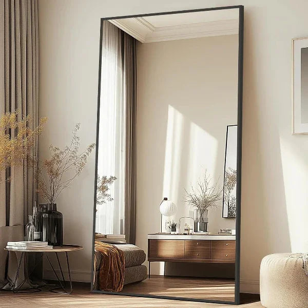 Oversized Black Full-Length Floor Mirror