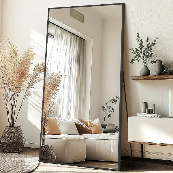 Oversized Black Full-Length Floor Mirror
