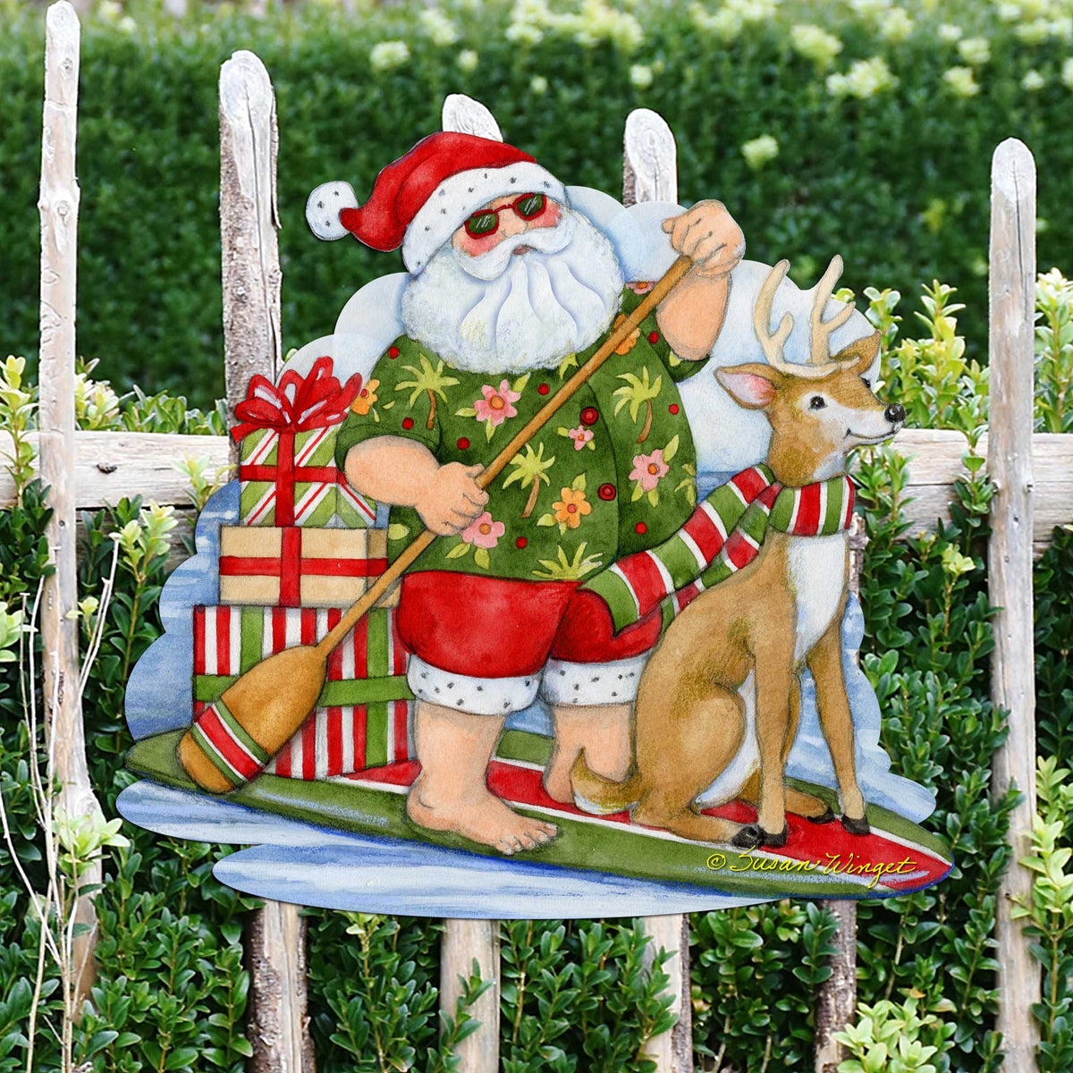 Paddle boarding Santa