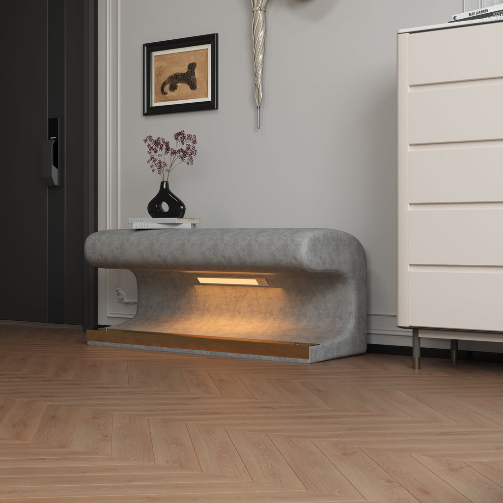 Entryway Leather Ottoman LED Light