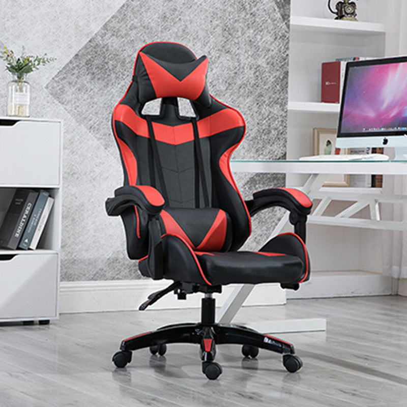 Red Leather Gaming Chair with Footrest