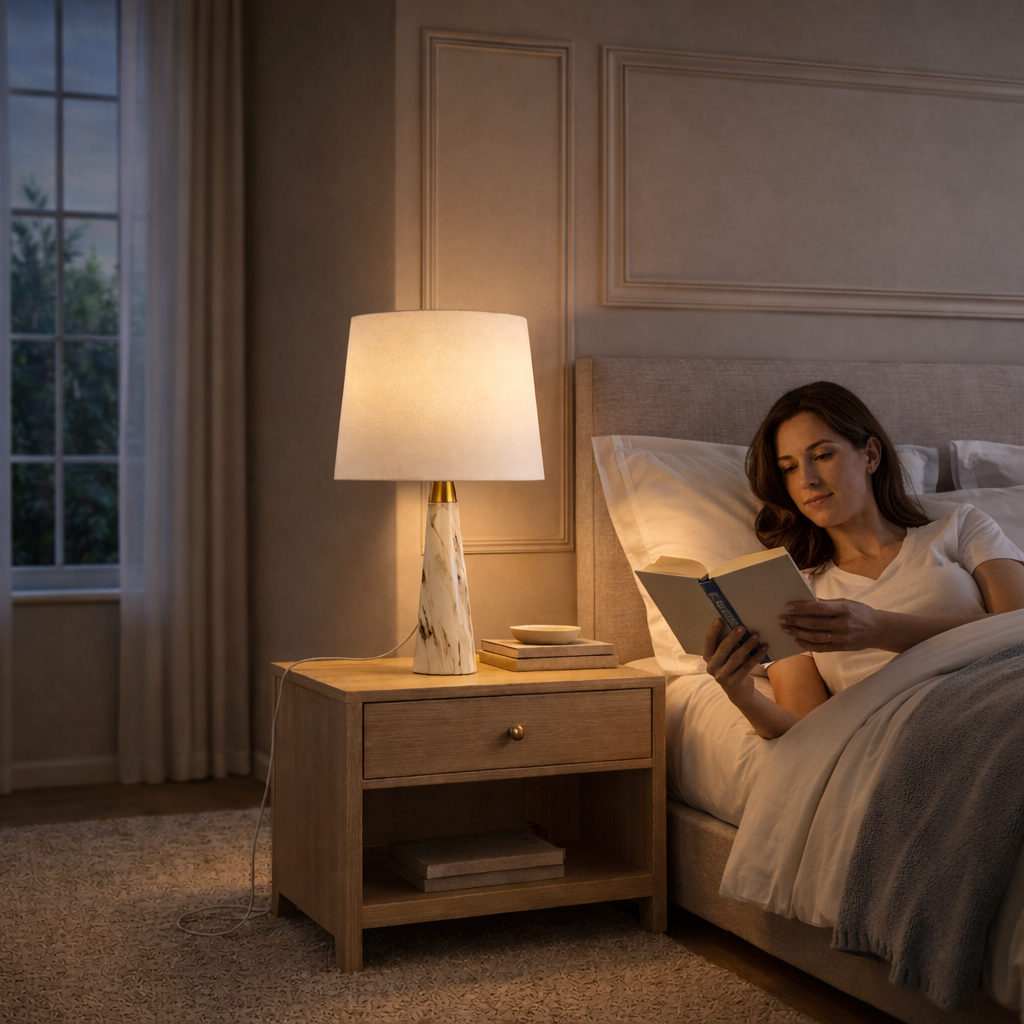 Elegant Marble base white lamp