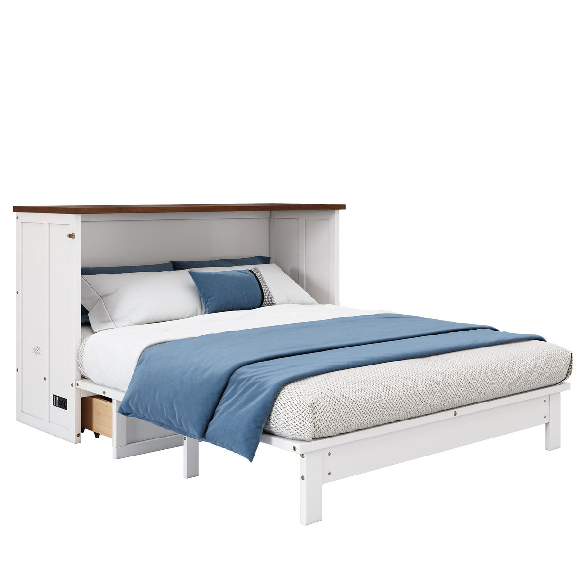 Murphy Bed Modern Charging station/ drawers