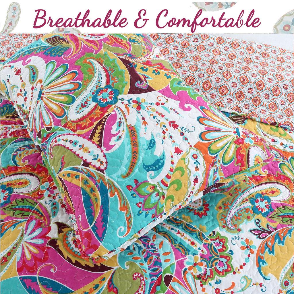 Vibrant Reversible Quilt Bedding Set