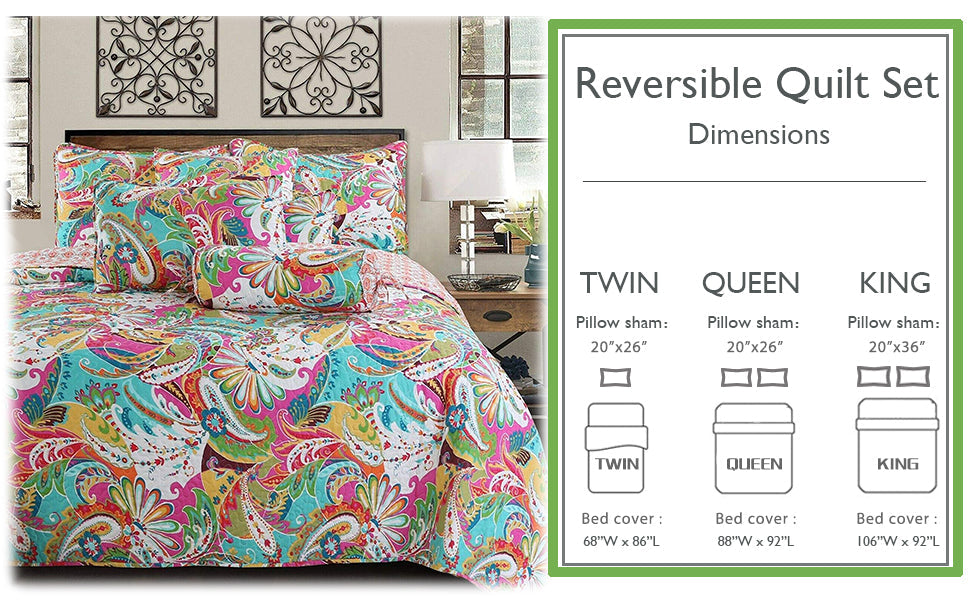 Vibrant Reversible Quilt Bedding Set