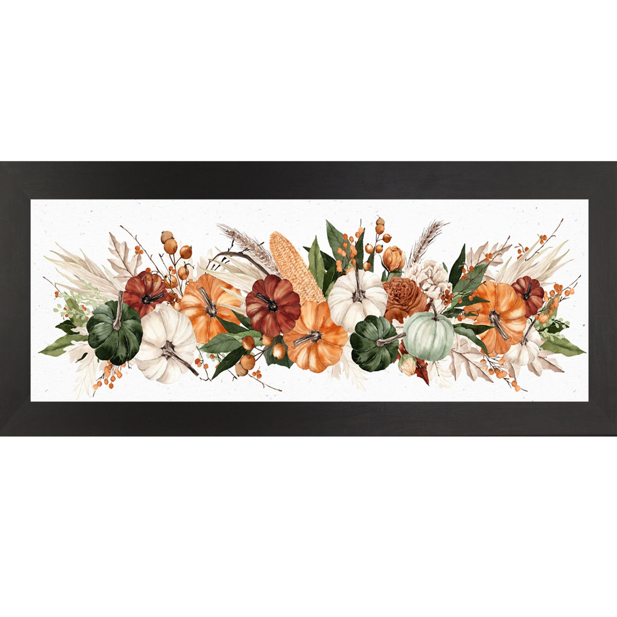 Watercolor Harvest Pumpkin Landscape Wall Art