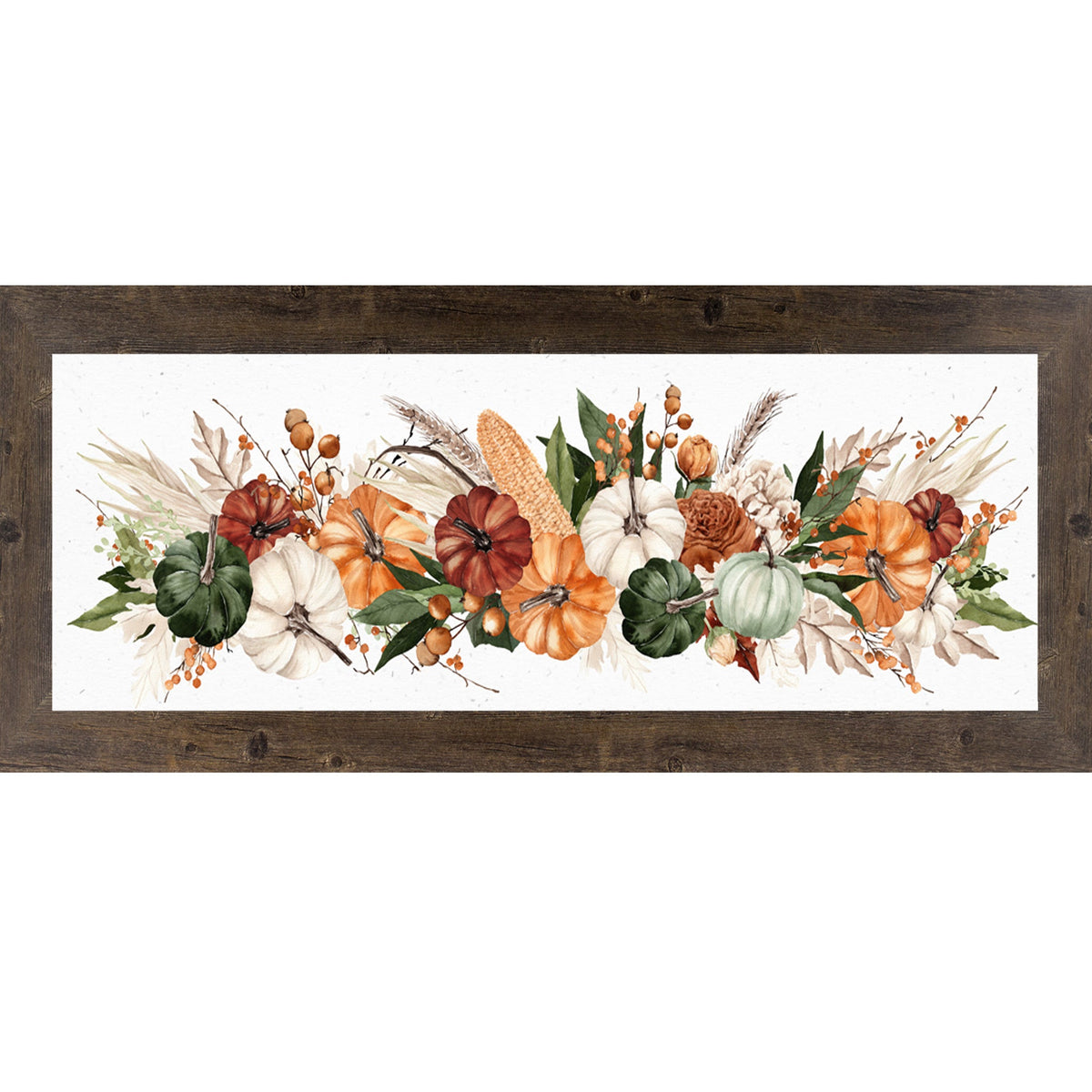 Watercolor Harvest Pumpkin Landscape Wall Art