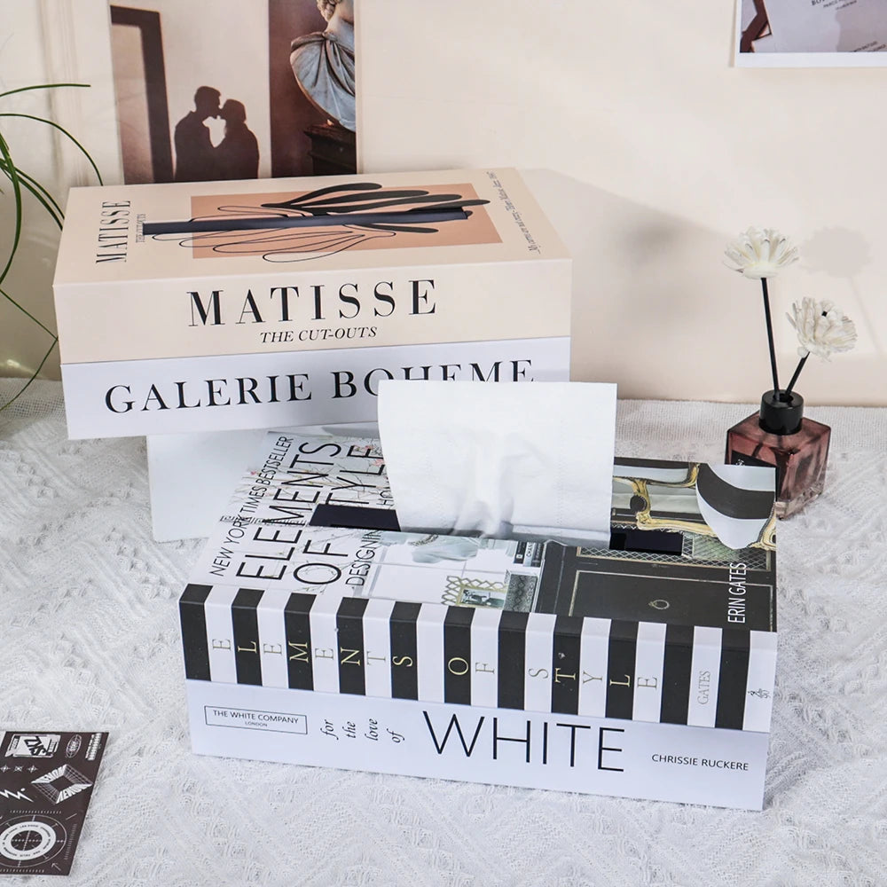 Book Style Tissue Box Napkin Holder Case Paper Box Container Fashion Hotel Storage Box Home Table Decoration Ornaments