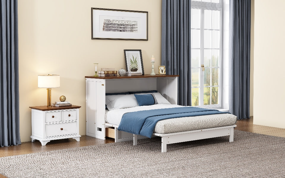 Murphy Bed Modern Charging station/ drawers